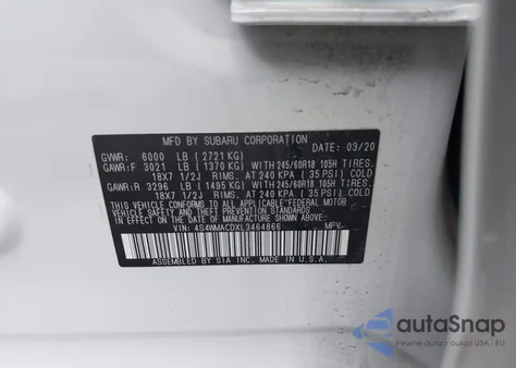 2020 Subaru Ascent Premium from USA, damaged, VIN 4S4WMACDXL3464866